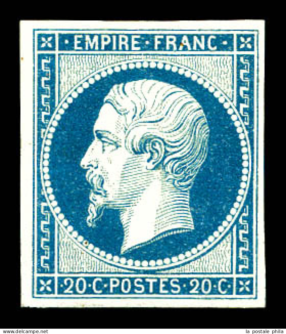 * N°14Af, 20c Bleu Laiteux, TB  Qualité: *  Cote: 500 Euros - 1853-1860 Napoléon III