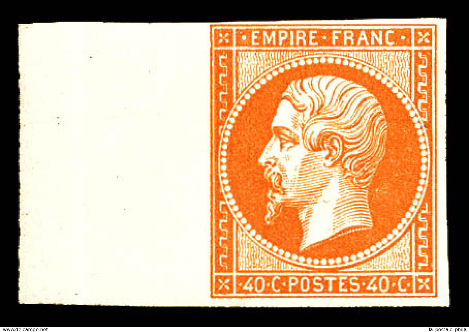 * N°16, 40c Orange, Grand Bord De Feuille Latéral, FRAÎCHEUR POSTALE, SUPERBE. R.R. (signé Calves/Brun/Margues/certifica - 1853-1860 Napoléon III