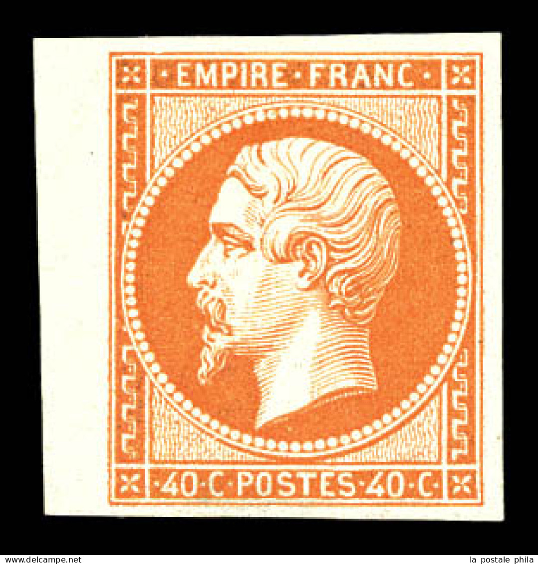 ** N°16a, 40c Orange Vif, Bord De Feuille, Fraîcheur Postale. SUPERBE. R.R (signé Calves/certificats)  Qualité: ** - 1853-1860 Napoléon III.