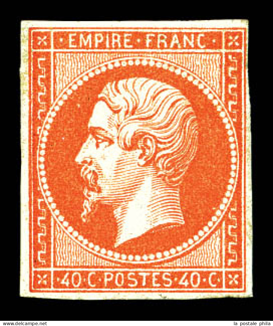 * N°16a, 40c Orange Vif, Quasi **. SUPERBE. R. (signé Brun/certificats)  Qualité: *  Cote: 4500 Euros - 1853-1860 Napoleon III