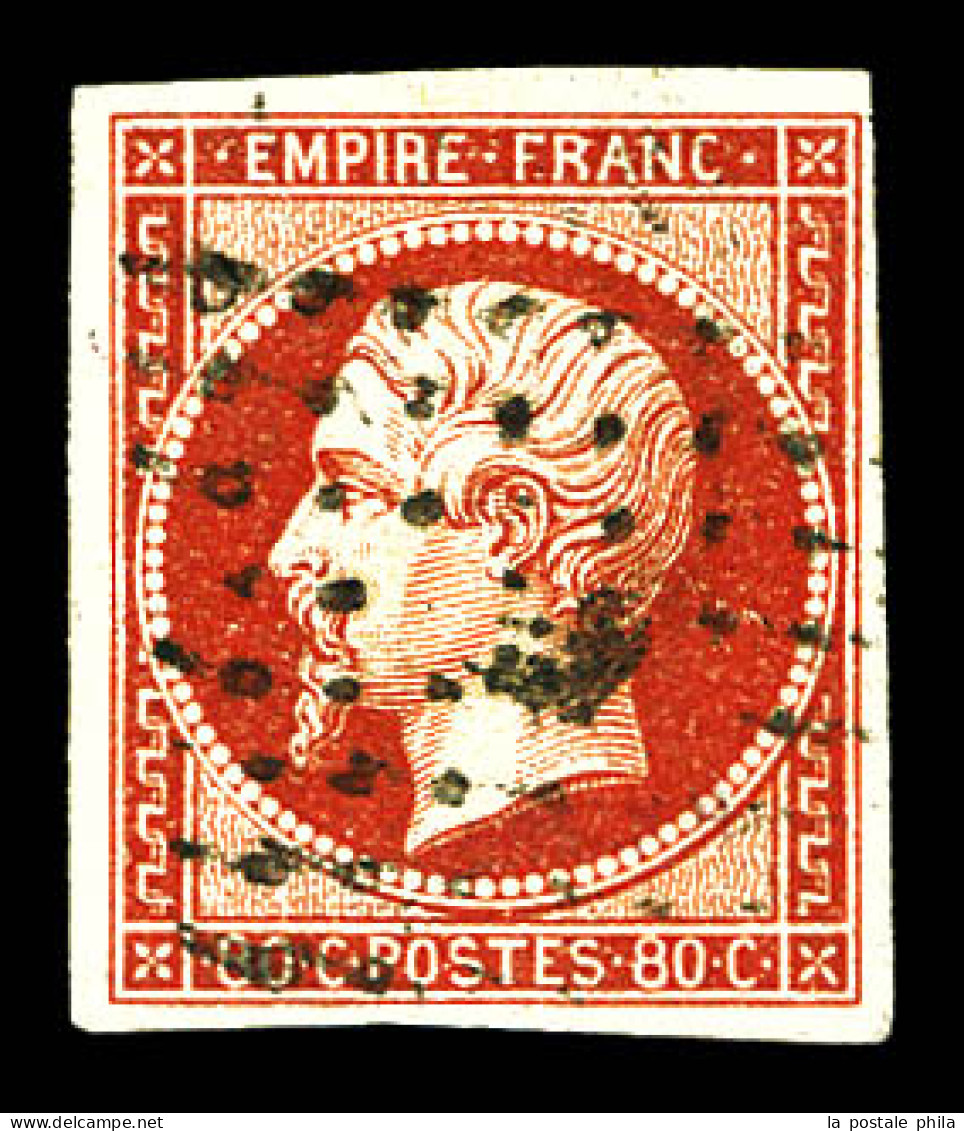 O N°17Ad, 80c Vermillonné, Jolie Couleur. TTB (signé Calves/certificat)  Qualité: Oblitéré  Cote: 650 Euros - 1853-1860 Napoléon III.