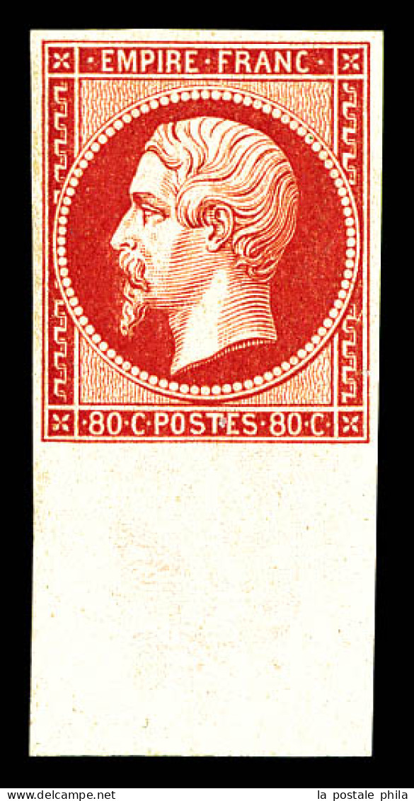 ** N°17Ah, 80c Carmin, Impression De 1862, Bas De Feuille, Fraîcheur Postale. SUPERBE. R. (certificat)  Qualité: ** - 1853-1860 Napoleon III