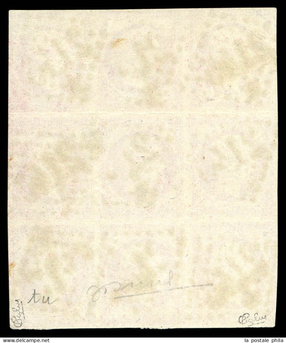 O N°17B, 80c Rose En Bloc De 9 Exemplaires Obl GC 2145. TB. R. (signé Calves/certificat)  Qualité: Oblitéré - 1853-1860 Napoléon III