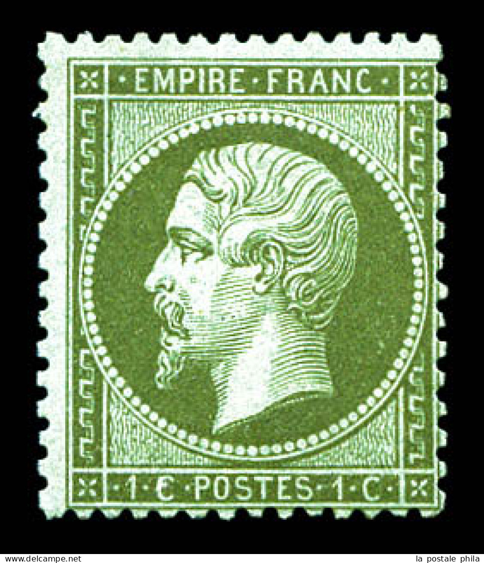 ** N°19, 1c Vert-olive, Fraîcheur Postale, TB (signé Brun/certificat)  Qualité: ** - 1862 Napoléon III.