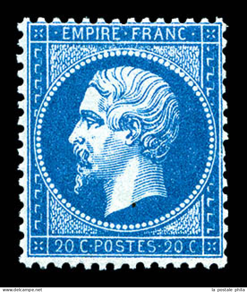 ** N°22a, 20c Bleu Foncé, Fraîcheur Postale. TTB (certificat)  Qualité: ** - 1862 Napoléon III