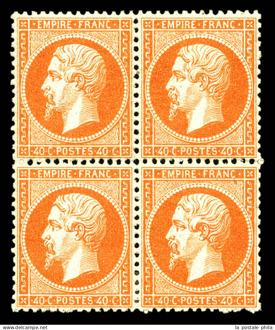 * N°23a, 40c Orange Clair, Bloc De Quatre, Très Bon Centrage. SUP (certificats)  Qualité: * - 1862 Napoléon III.