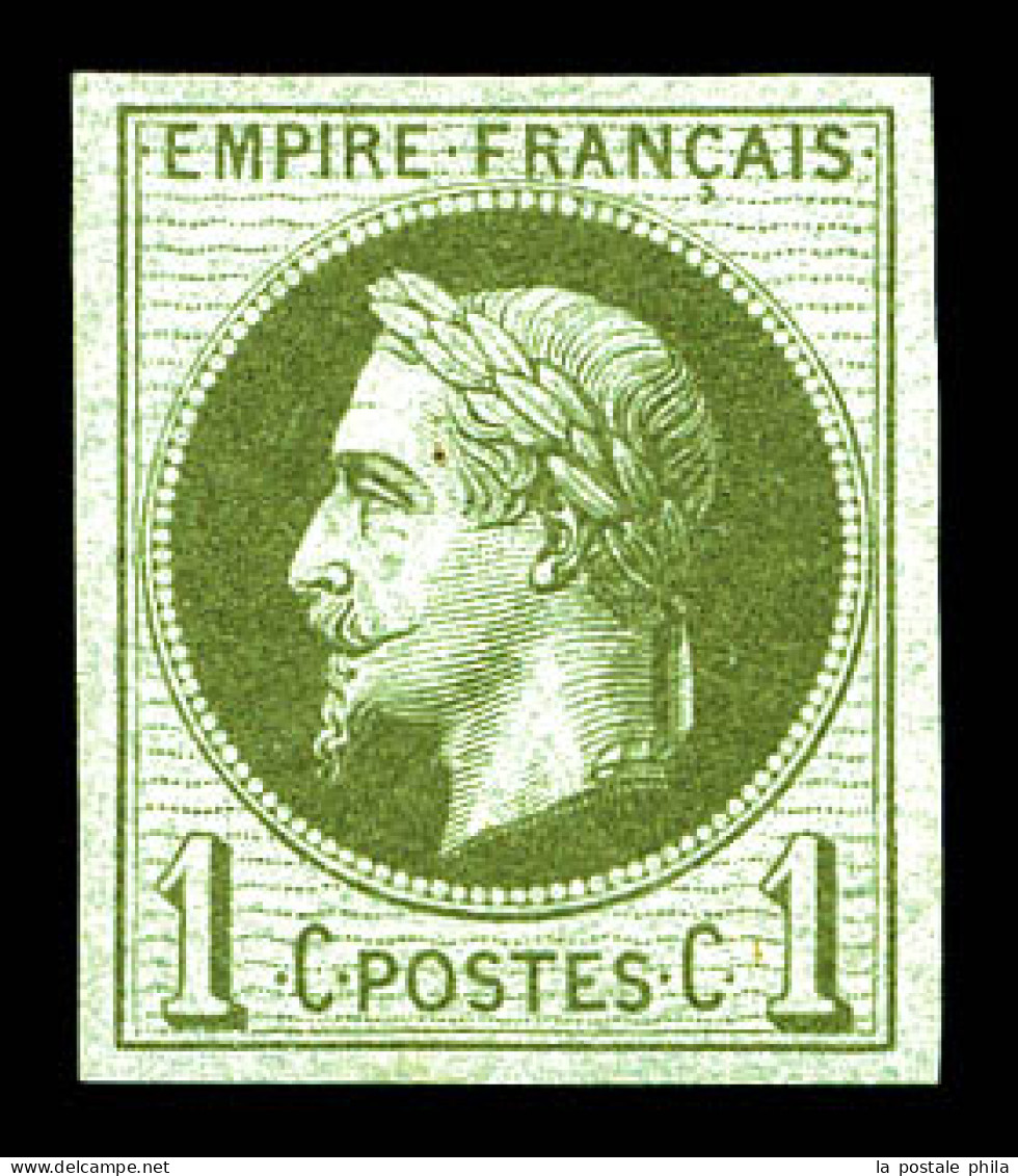 ** N°25c, Rothschild, 1c Vert Bronze Impression Fine Non Dentelé , Fraîcheur Postale. SUP (signé Calves/certificat)  Qua - 1863-1870 Napoléon III Lauré