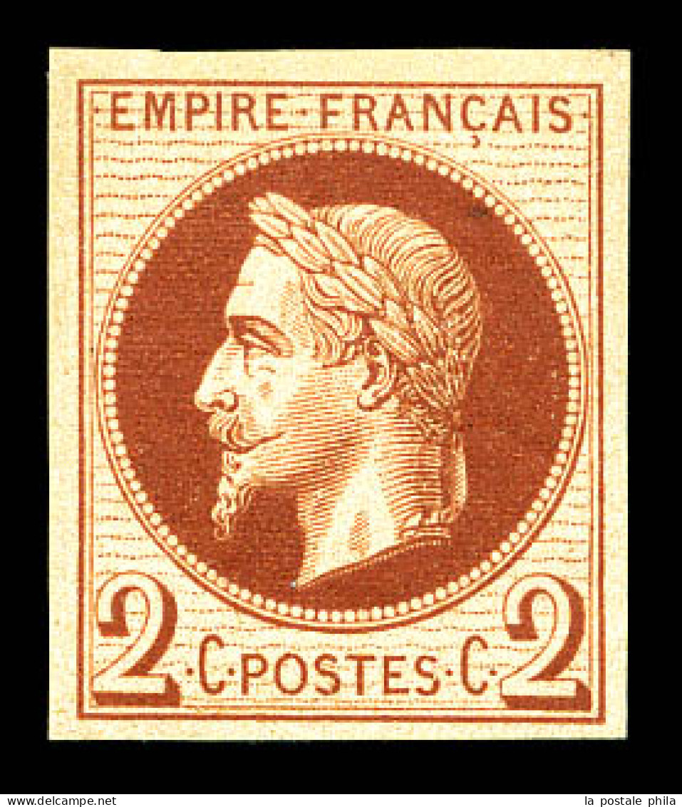 ** N°26Af, 2c Brun Non Dentelé, Impression De Rothschild, SUP (certificat)  Qualité: ** - 1863-1870 Napoléon III. Laure