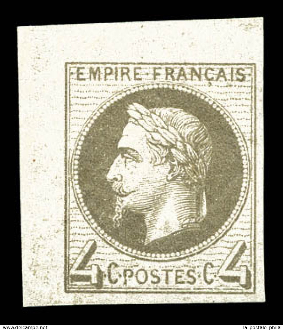 * N°27Be, Rothschild, 4c Gris Non Dentelé Cdf, Quasi **. SUP (certificat)  Qualité: *  Cote: 300 Euros - 1863-1870 Napoléon III Con Laureles