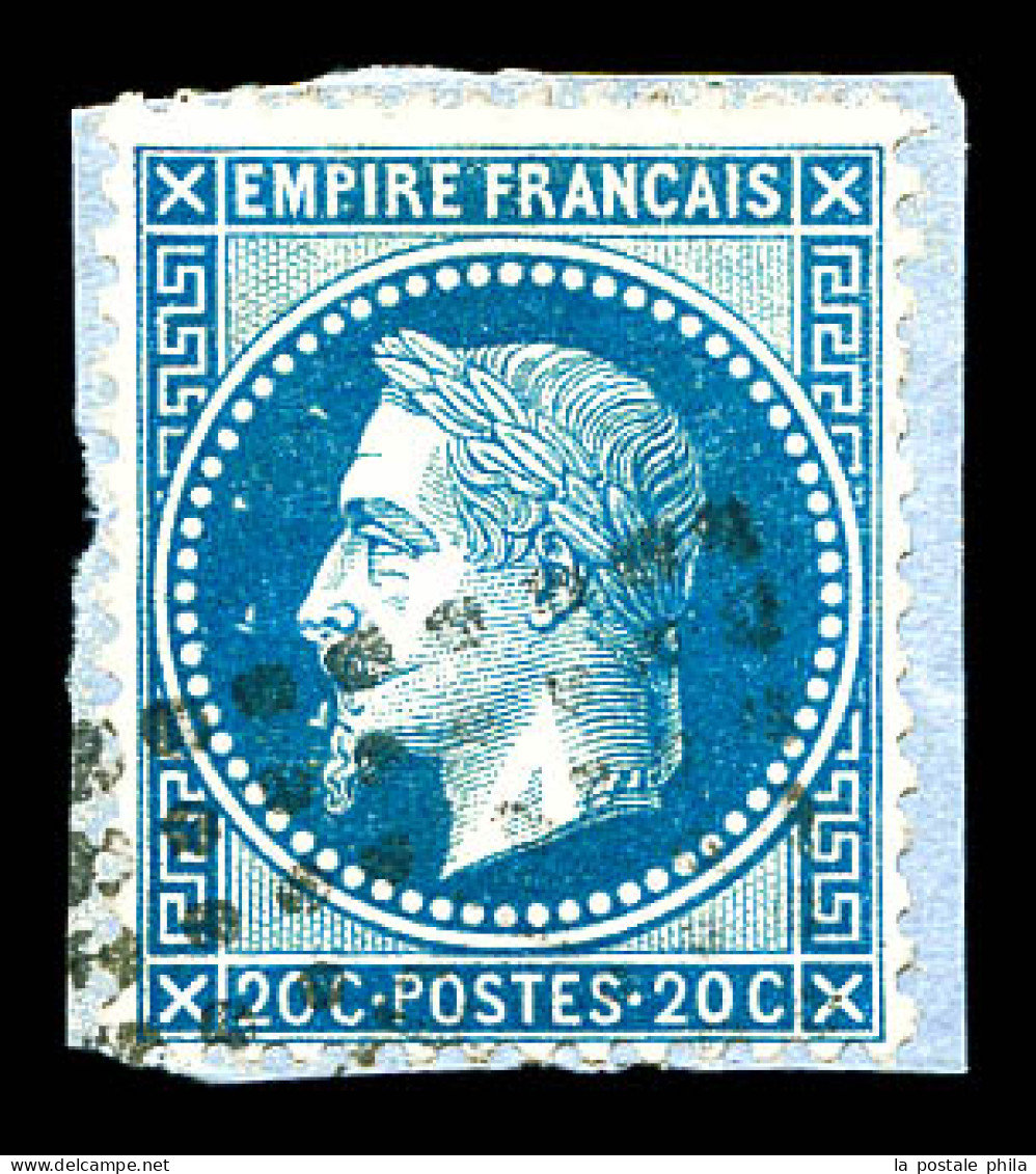 O N°29Bc, 20c Bleu Variété Aux Abeilles, Sur Son Support. TB (signé Calves)  Qualité: Oblitéré  Cote: 310 Euros - 1863-1870 Napoléon III. Laure