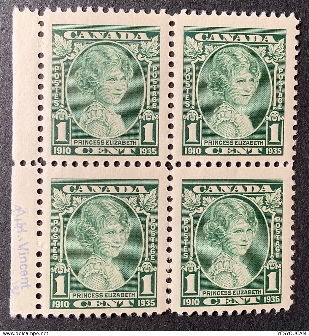 1935 Silver Jubilee 1c Green Variety "WEEPING PRINCESS" (later Queen Elisabeth) VF MINT* Canada KGV Sc. 211 SG 335,335a. - Nuovi