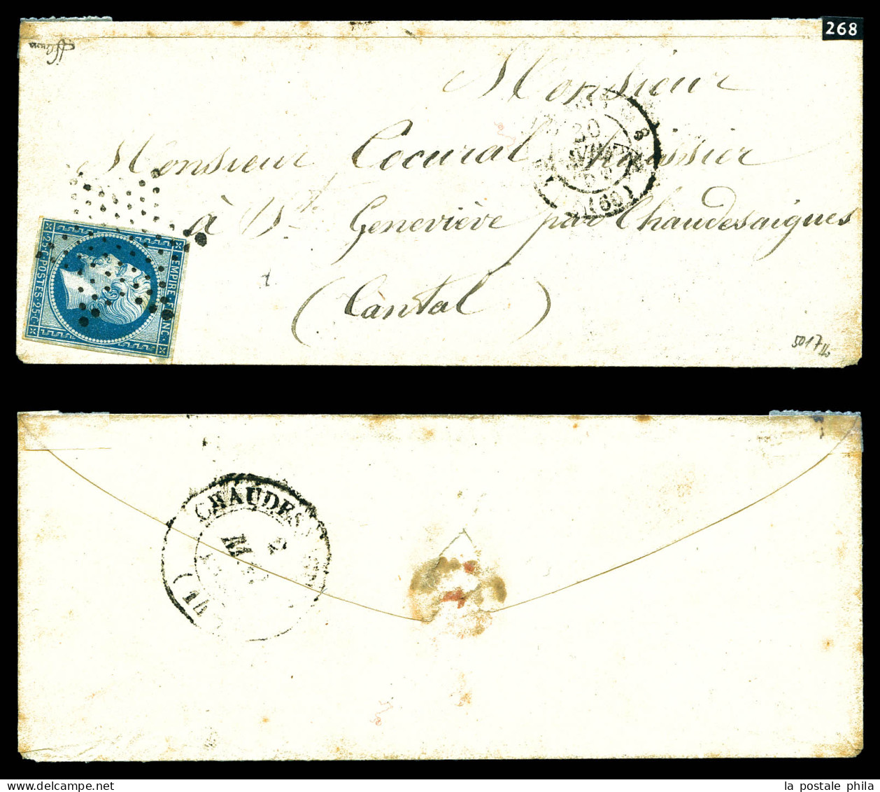 O N°15, 25c Empire Obl étoile Sur Petite Lettre Pour Chaudes-aigues (cantal). TB (signée Brun)  Qualité: Oblitéré  Cote: - 1849-1876: Periodo Clásico