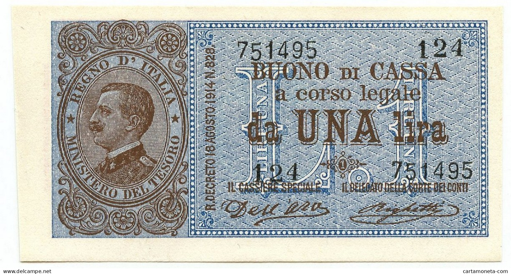 1 LIRA BUONO DI CASSA EFFIGE VITTORIO EMANUELE III 02/09/1914 SUP+ - Andere