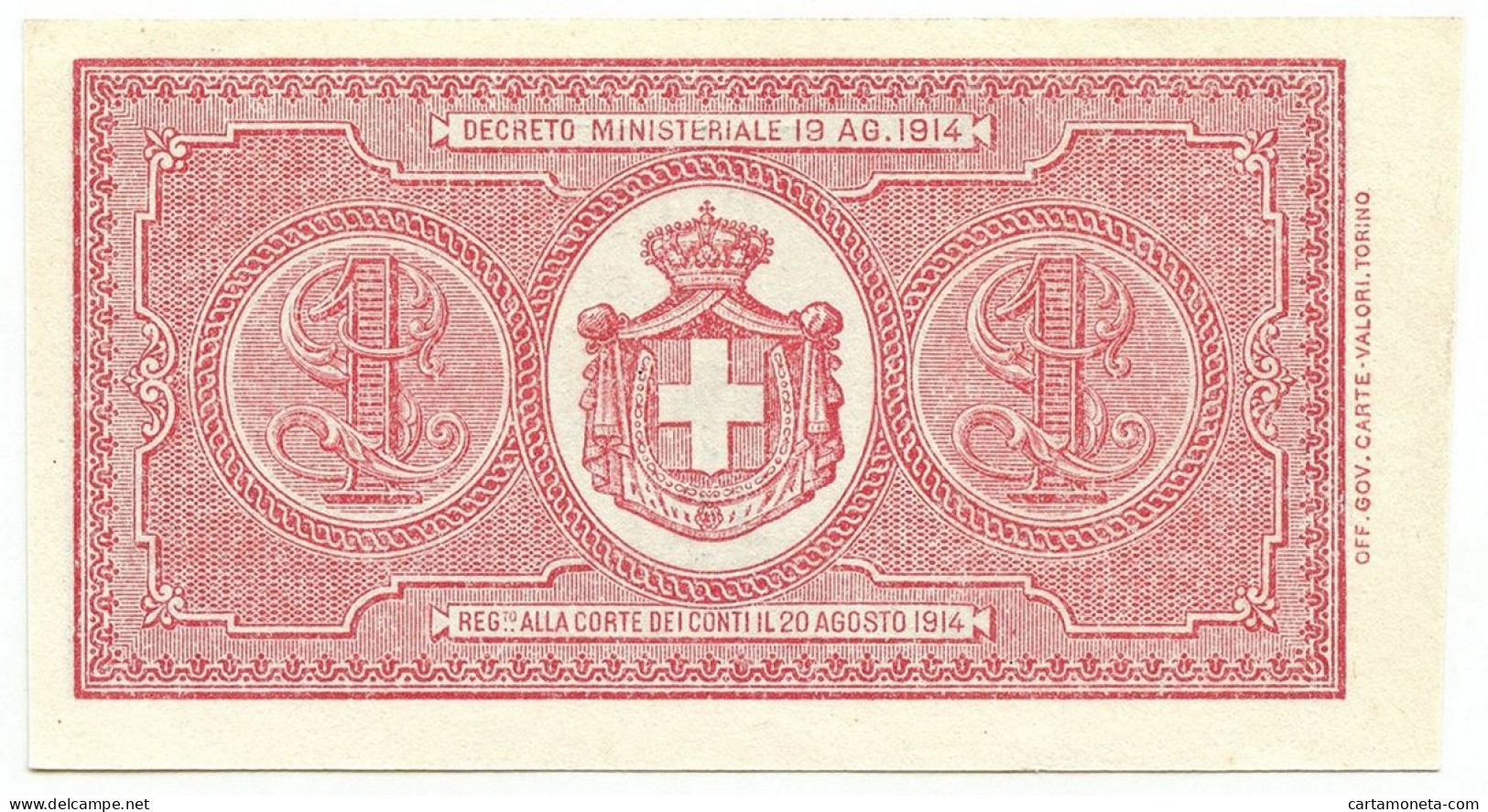 1 LIRA BUONO DI CASSA EFFIGE VITTORIO EMANUELE III 02/09/1914 SUP+ - Andere