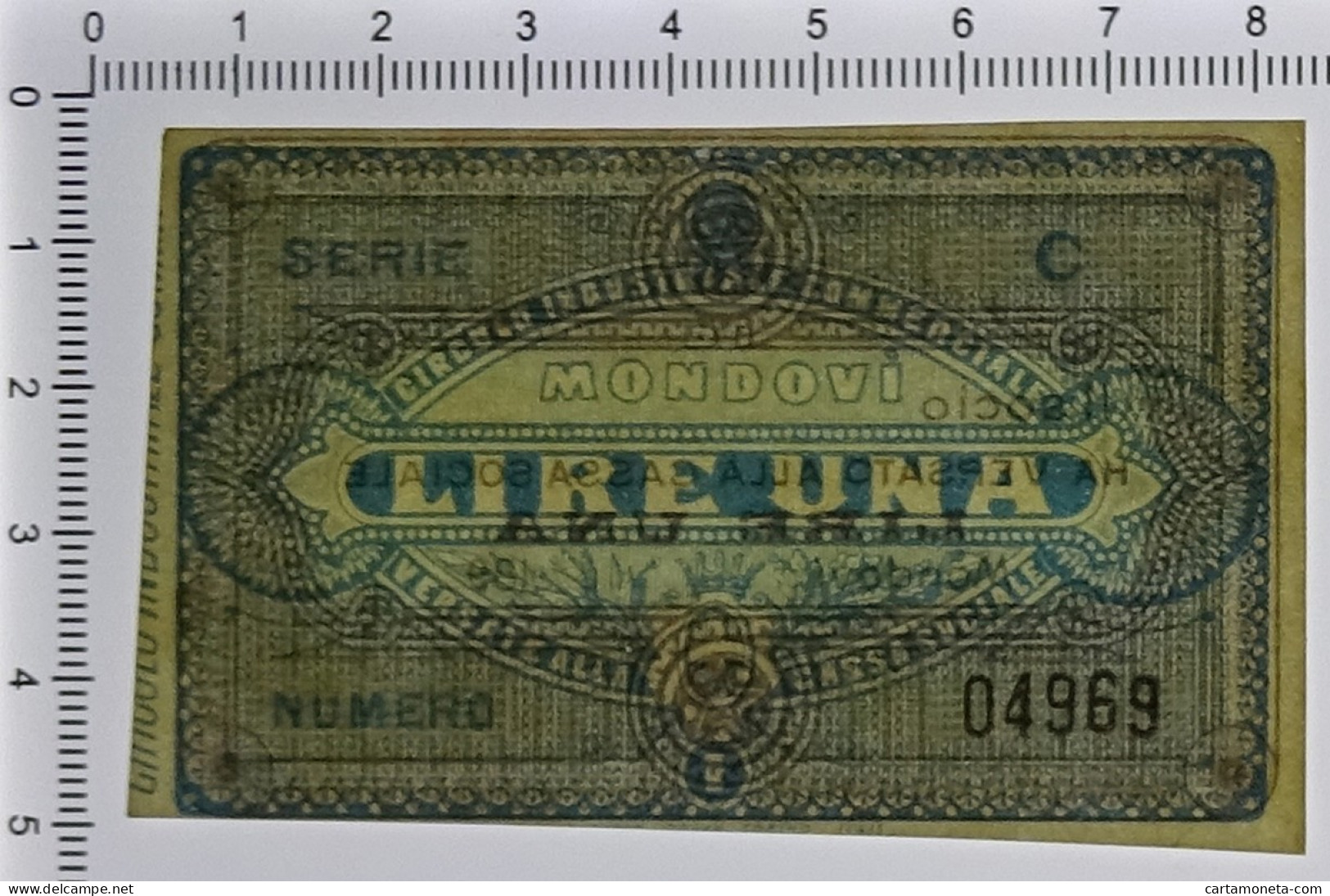 1 LIRA NON EMESSO CIRCOLO INDUSTRIALE COMMERCIALE MONDOVÌ 1893/1894 SUP - Other & Unclassified