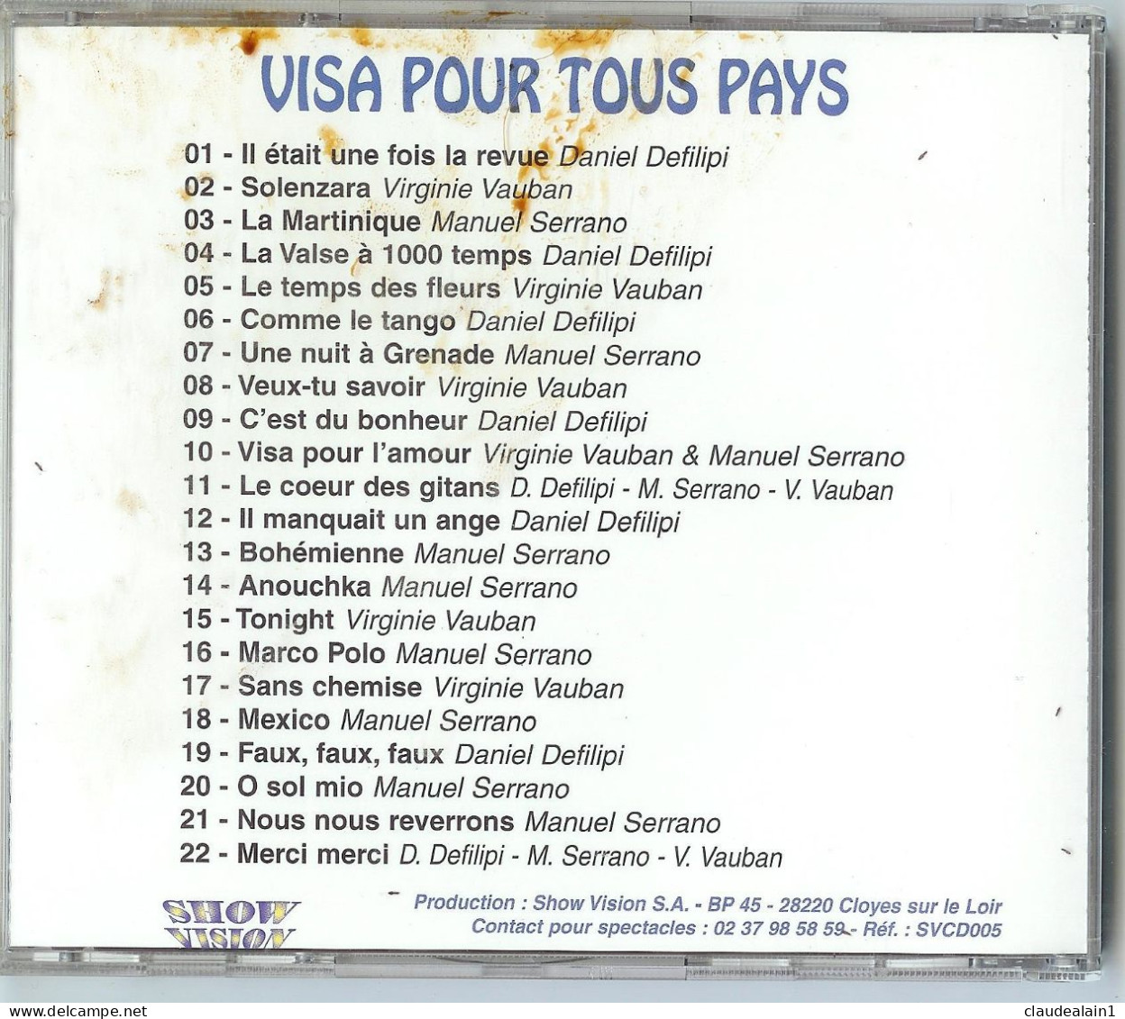 ALBUM CD VISA POUR TOUS PAYS - SHOW VISION (22 Titres) - Très Bon état - Limited Editions