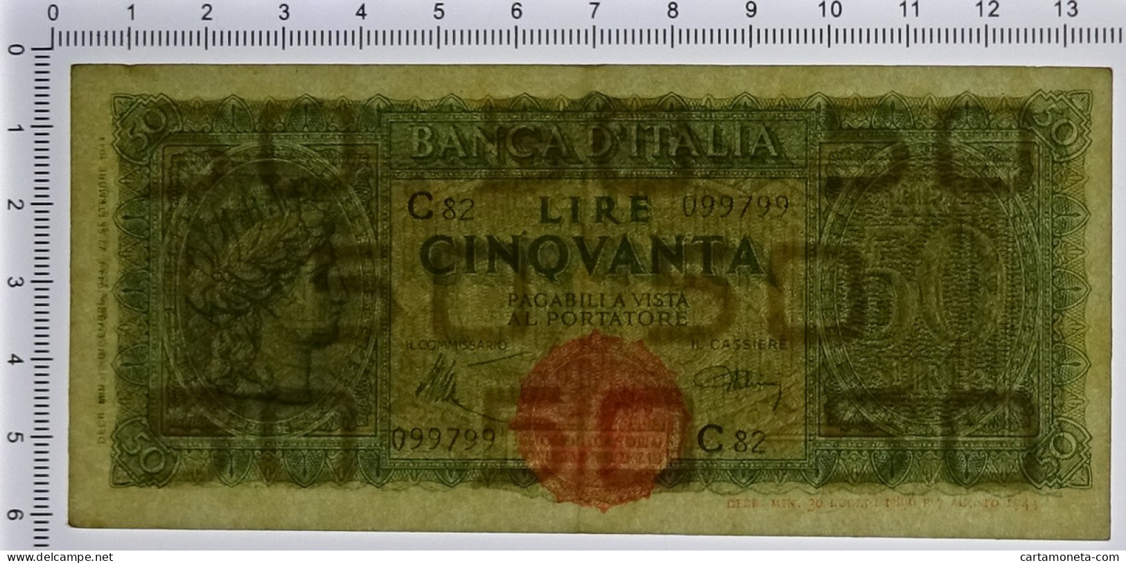 50 LIRE ITALIA TURRITA TESTINA 10/12/1944 SPL- - Regno D'Italia - Altri