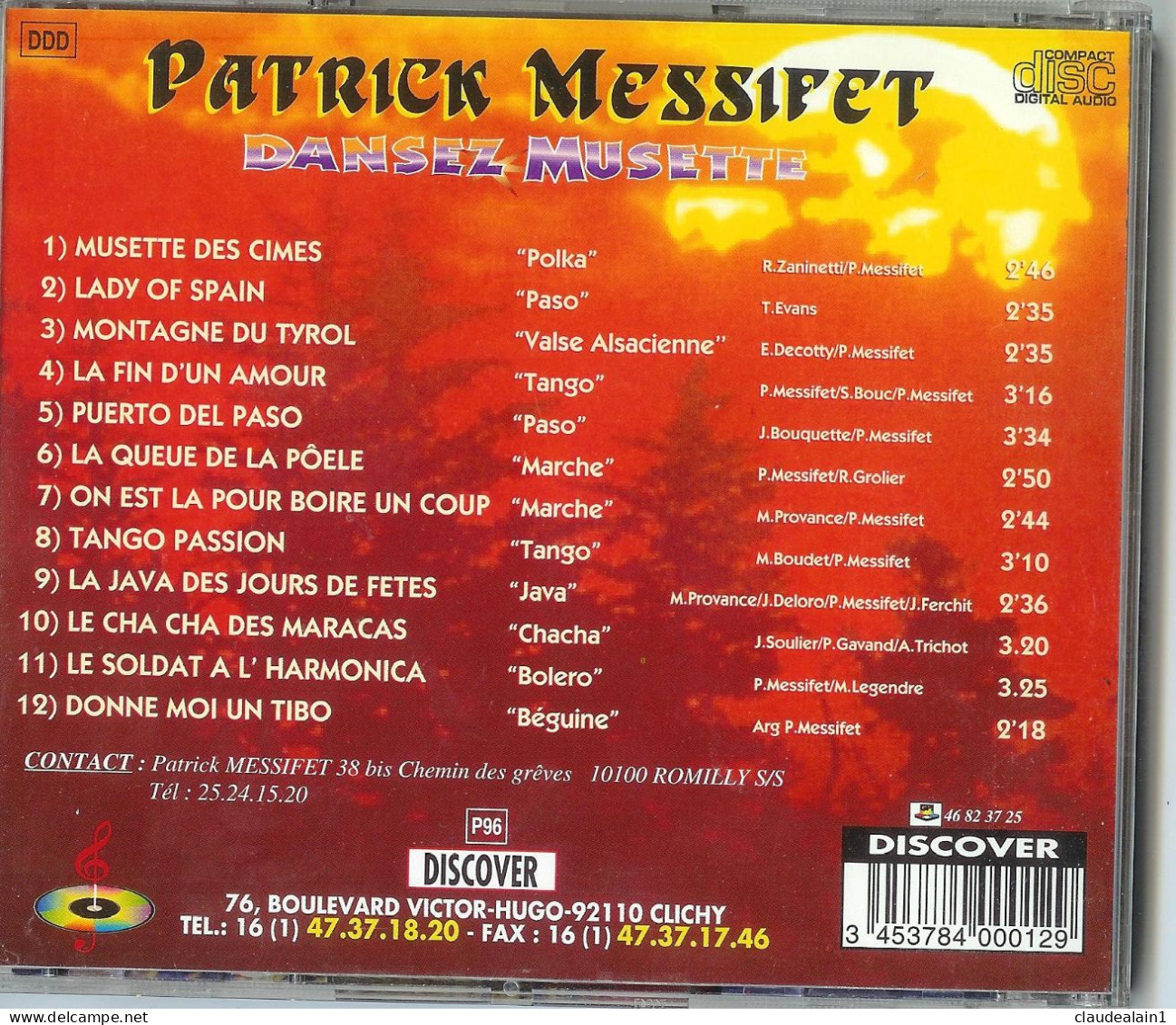 ALBUM CD PATRICK MESSIFET - DANSEZ MUSETTE (12 Titres) - Très Bon état - Instrumentaal