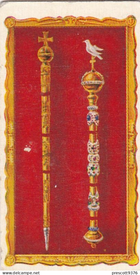 42 St Edwards Staff & Sceptre With Dove  - Coronation 1937- Kensitas Cigarette Card - 3x6cm, Royalty - Churchman