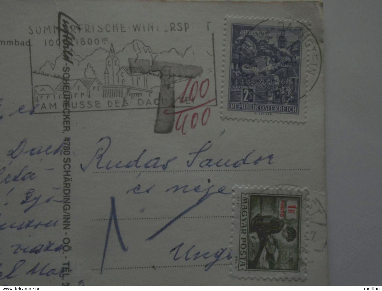 D200840  Austria  - A8972  Ramsau Am Dachstein  Steiermark - Hungary    Porto Stamp  1 Ft - Strafport