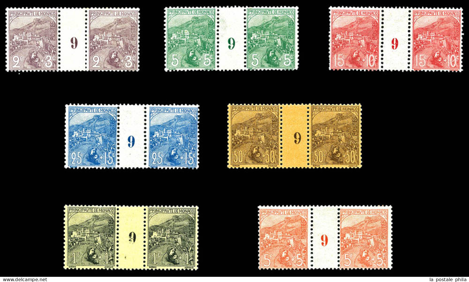 * N°27/33, Série Orphelins De 1919 En 7 Paires Millésimées '9'. TTB. R. (certificat)  Qualité: *  Cote: 8420 Euros - Unused Stamps