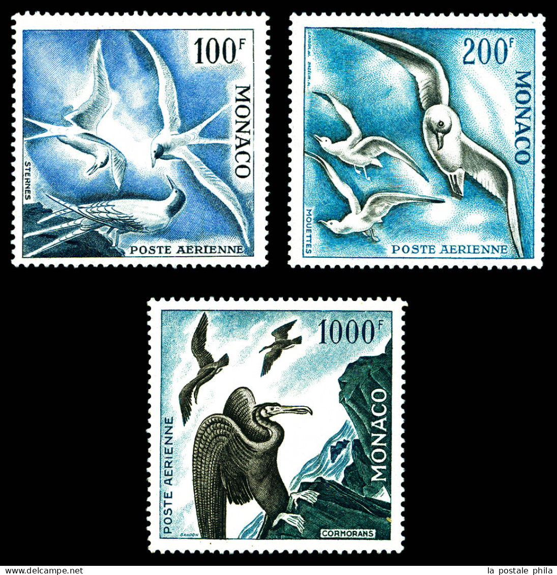 ** N°66/68, Série Oiseaux De Mer De 1957, Les 3 Valeurs, TB (certificat)  Qualité: **  Cote: 651 Euros - Airmail