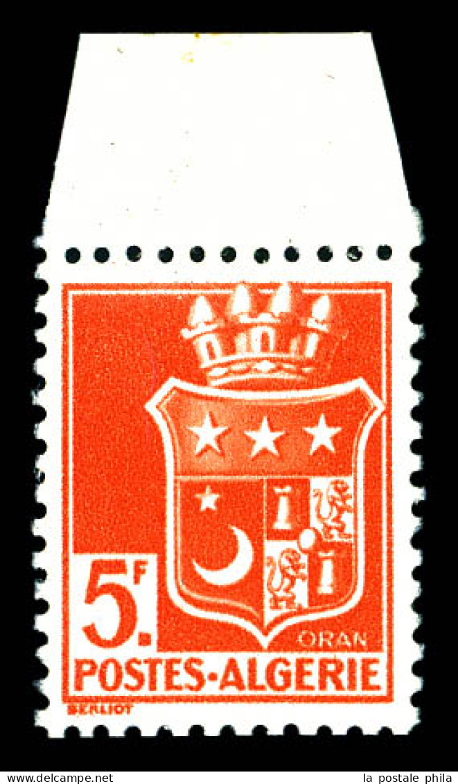** N°197A, 5f Rouge-orange, Sans Surcharge, Impression Sur La Gomme. SUPERBE. R.R. (signé Brun/certificat)  Qualité: ** - Unused Stamps