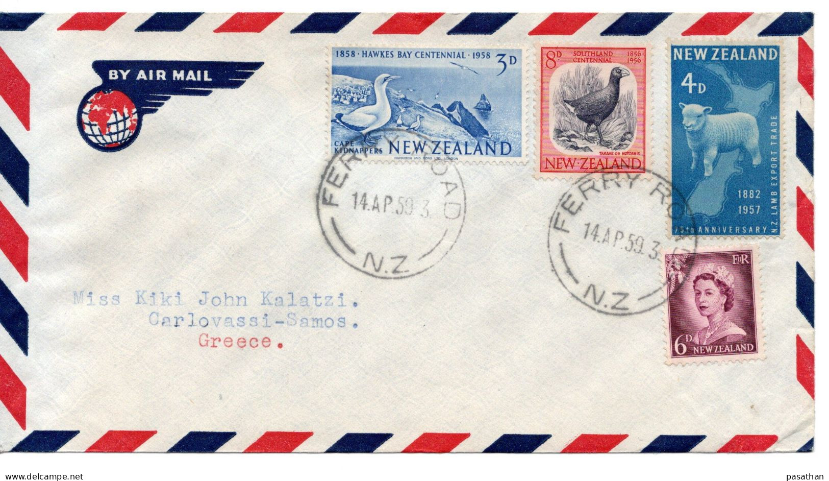 NEW ZEALAND 1959 -  Airmail Cover Posted To Samos Greece - Brieven En Documenten