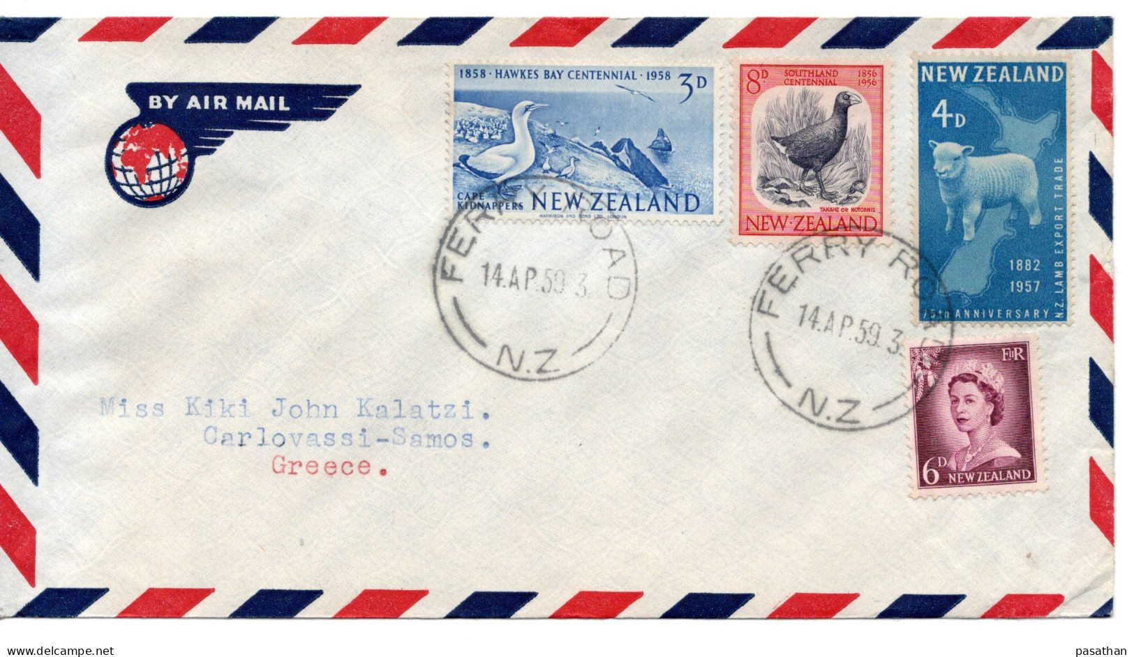 NEW ZEALAND 1959 -  Airmail Cover Posted To Samos Greece - Briefe U. Dokumente