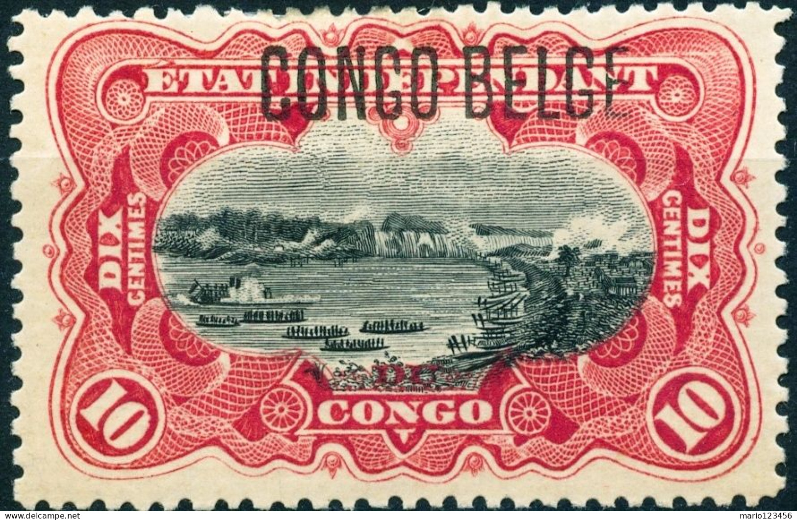 CONGO BELGA, BELGIAN CONGO, STATO LIBERO DEL CONGO, 1909, 10 C.,FRANCOBOLLI NUOVI (MLH*) Mi:BE-CD 2II, Scott:BE-CD 32a, - Nuevos