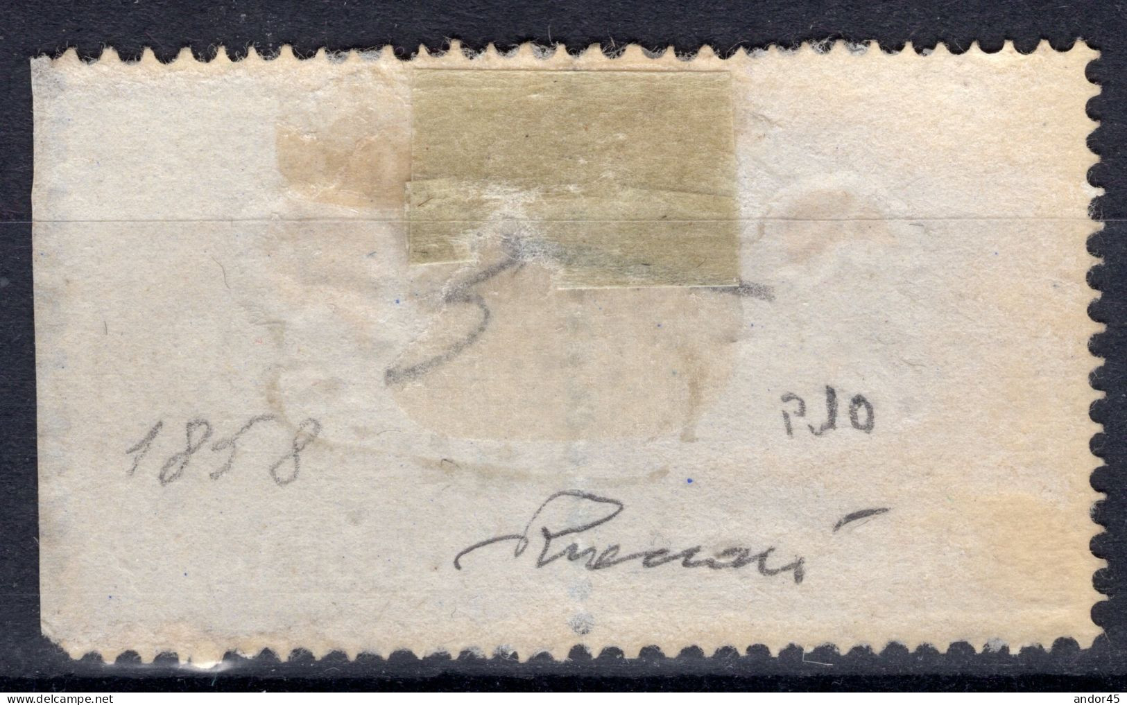 COPPIA ORIZZONTALE DEL 5 SOLDI SASS.25 CON OTTIMA CENTRATURA CON RARO ANNULLO P.10 "GROSSOTTO" STAMPATELLO DIRITTO ANNUL - Napoli