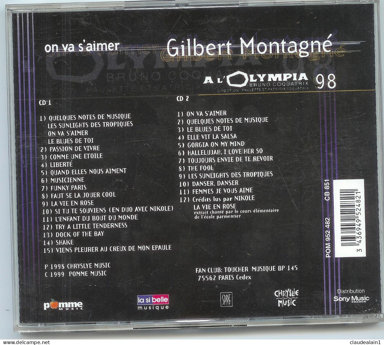 ALBUM CD Gilbert Montagné - A L'OLYMPIA 98 (2 CD & 27 Chansons) - Très Bon état - Andere - Franstalig