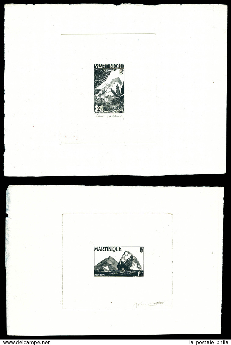 (*) 1947,Vue De La Côte: épreuve En Noir (N°231), Mont Carbet: épreuve Sans Valeur Signée + épreuve En Noir Signée. Les  - Unused Stamps