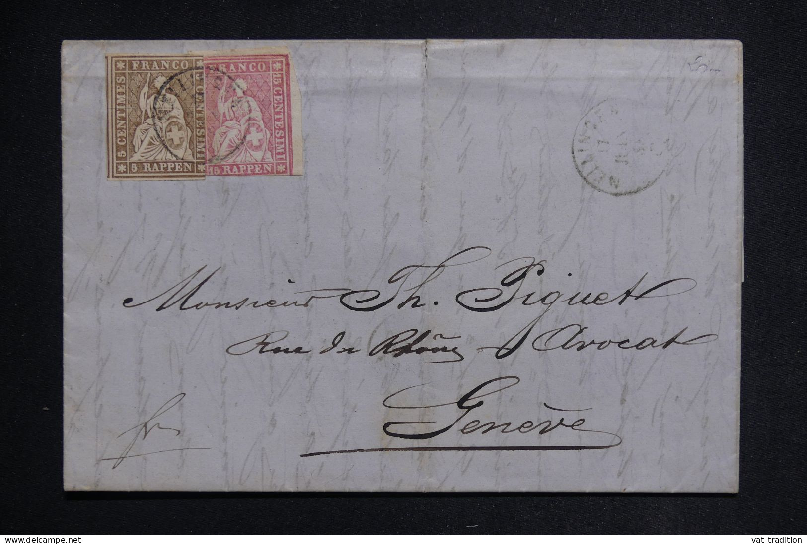 SUISSE - Non Dentelés X 2 Sur Lettre Pour Genève - L 149798 - Lettres & Documents