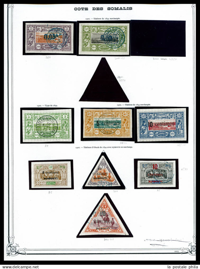 N Et O COTE DES SOMALIS/DJIBOUTI: 1894-1987, Collection En 3 Volumes De Timbres Neufs Et Obl, Complet à Partir De 1915, - Collections