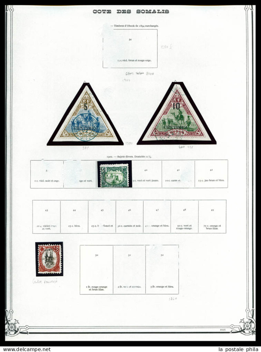 N Et O COTE DES SOMALIS/DJIBOUTI: 1894-1987, Collection En 3 Volumes De Timbres Neufs Et Obl, Complet à Partir De 1915, - Collections
