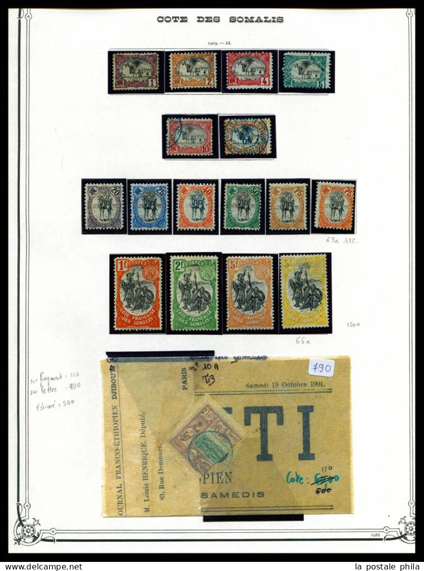 N Et O COTE DES SOMALIS/DJIBOUTI: 1894-1987, Collection En 3 Volumes De Timbres Neufs Et Obl, Complet à Partir De 1915, - Collections