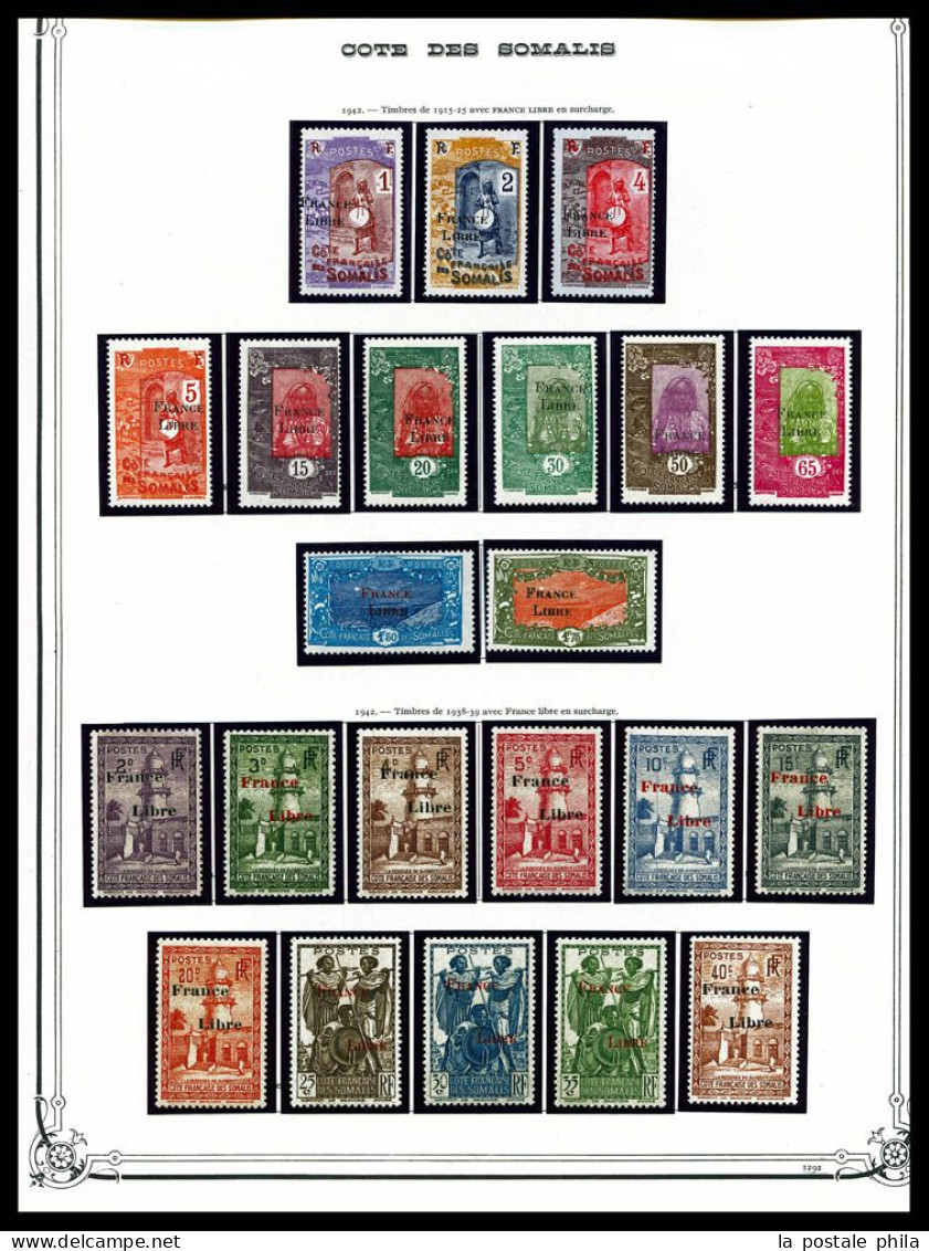 N et O COTE DES SOMALIS/DJIBOUTI: 1894-1987, Collection en 3 volumes de timbres neufs et obl, complet à partir de 1915,