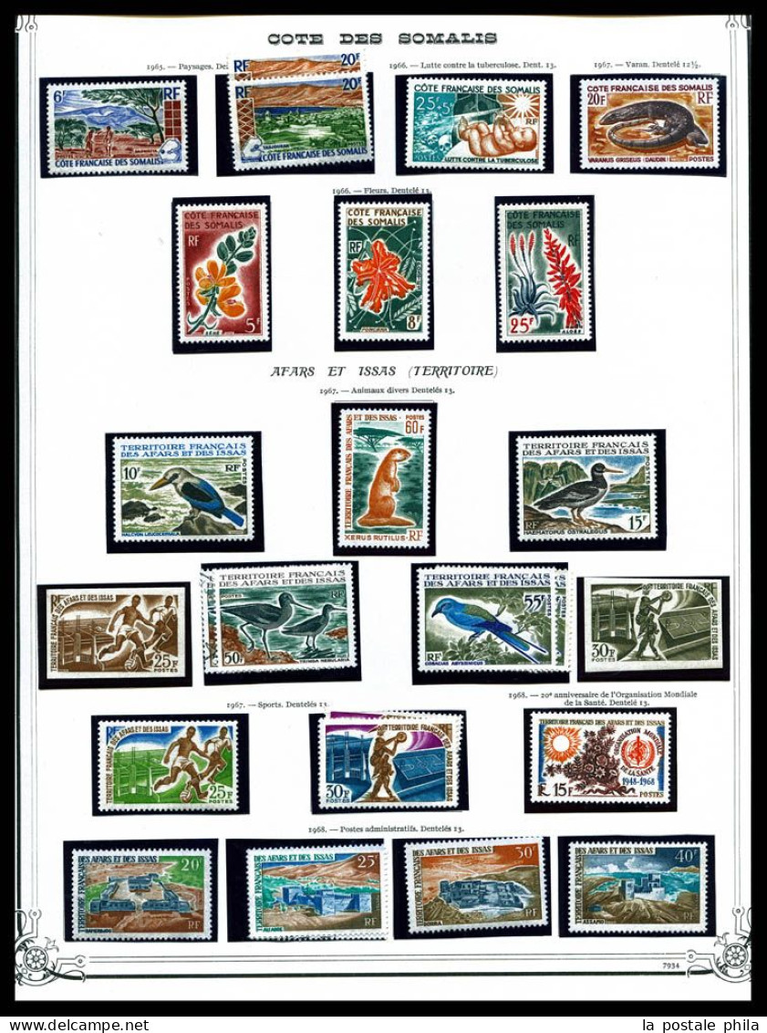 N et O COTE DES SOMALIS/DJIBOUTI: 1894-1987, Collection en 3 volumes de timbres neufs et obl, complet à partir de 1915,