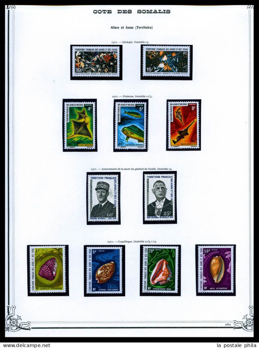 N et O COTE DES SOMALIS/DJIBOUTI: 1894-1987, Collection en 3 volumes de timbres neufs et obl, complet à partir de 1915,