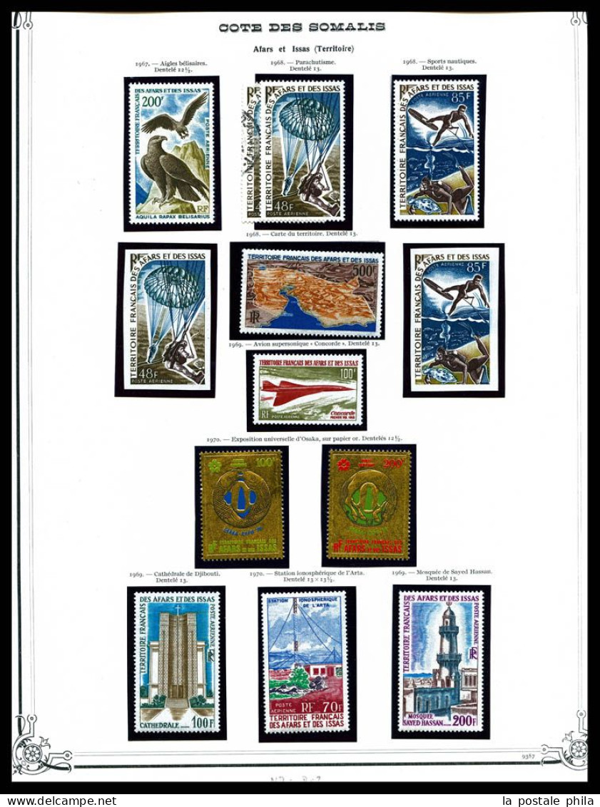 N et O COTE DES SOMALIS/DJIBOUTI: 1894-1987, Collection en 3 volumes de timbres neufs et obl, complet à partir de 1915,