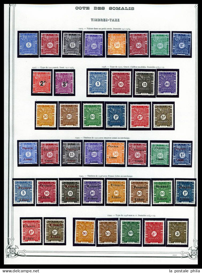 N et O COTE DES SOMALIS/DJIBOUTI: 1894-1987, Collection en 3 volumes de timbres neufs et obl, complet à partir de 1915,