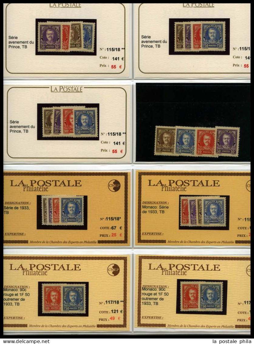 ** MONACO: 1885-1955, POSTE, PA, Taxe: très beau stock de timbres Semi-Modernes en majorité neuf ** presenté sur fiches