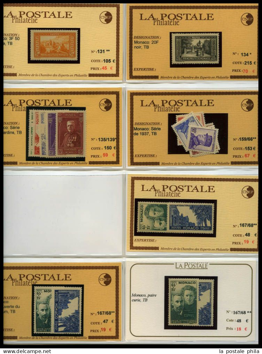 ** MONACO: 1885-1955, POSTE, PA, Taxe: très beau stock de timbres Semi-Modernes en majorité neuf ** presenté sur fiches