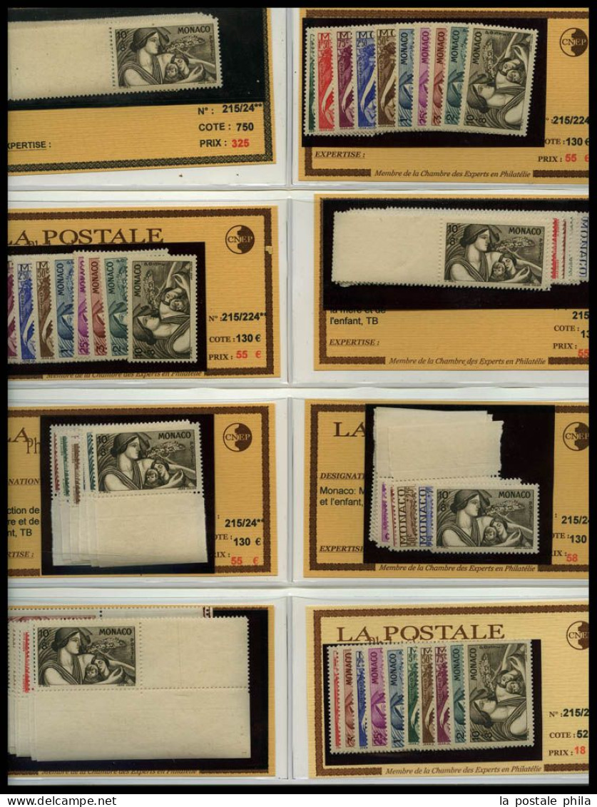 ** MONACO: 1885-1955, POSTE, PA, Taxe: très beau stock de timbres Semi-Modernes en majorité neuf ** presenté sur fiches