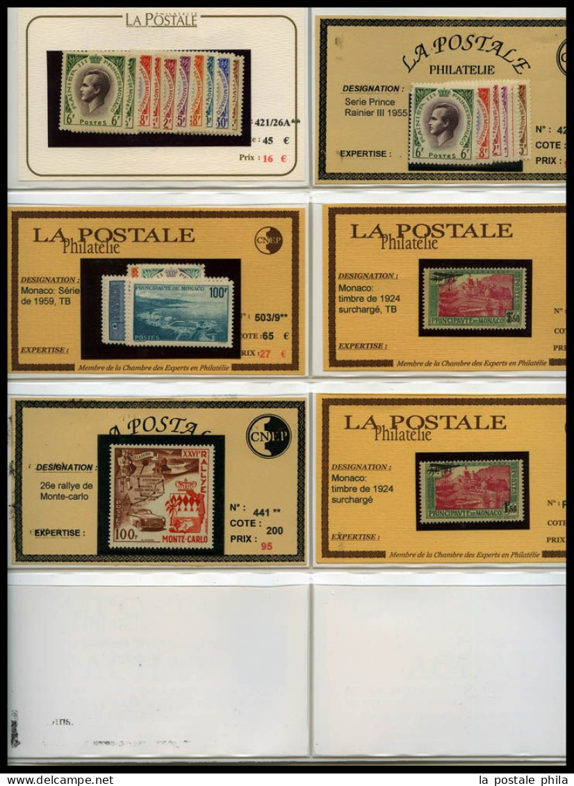 ** MONACO: 1885-1955, POSTE, PA, Taxe: très beau stock de timbres Semi-Modernes en majorité neuf ** presenté sur fiches