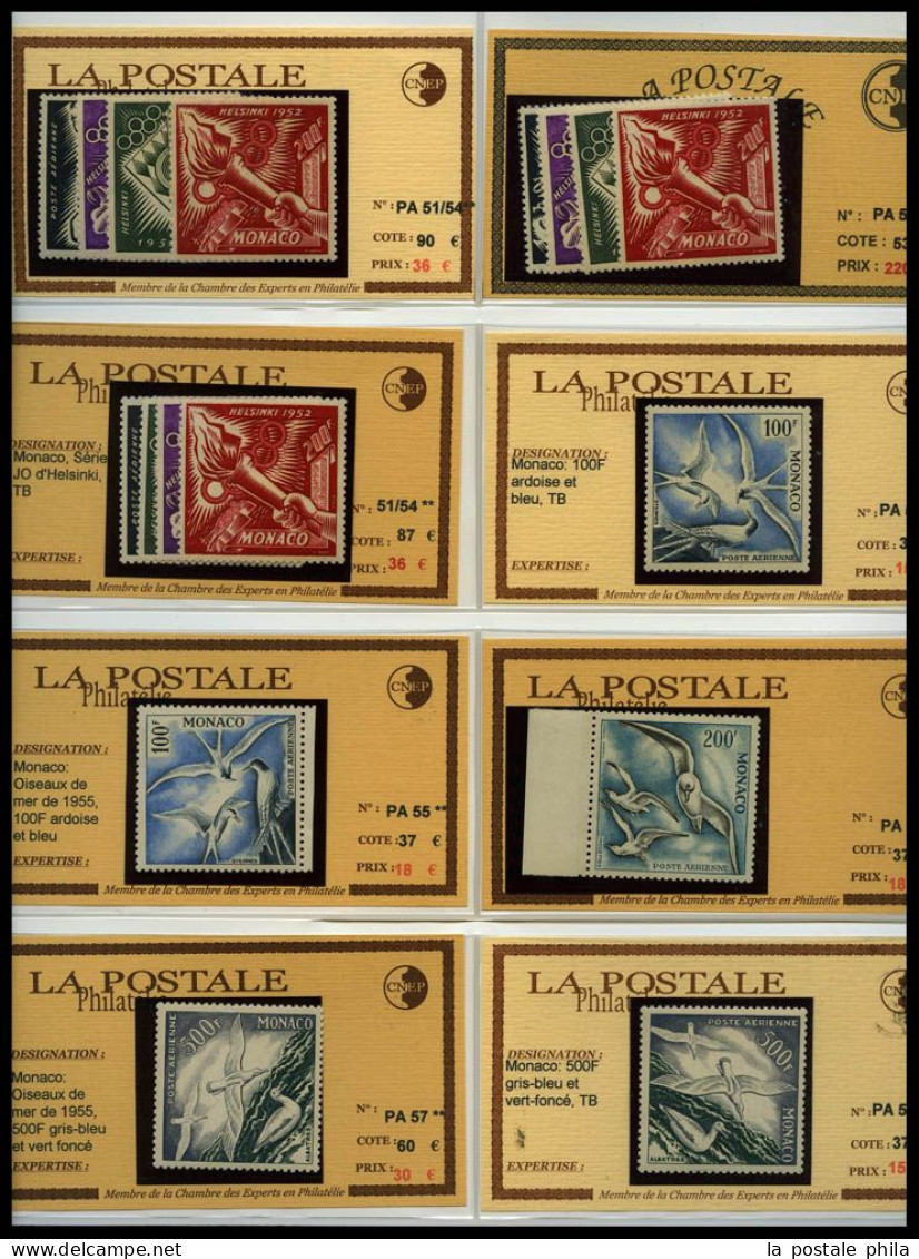 ** MONACO: 1885-1955, POSTE, PA, Taxe: très beau stock de timbres Semi-Modernes en majorité neuf ** presenté sur fiches