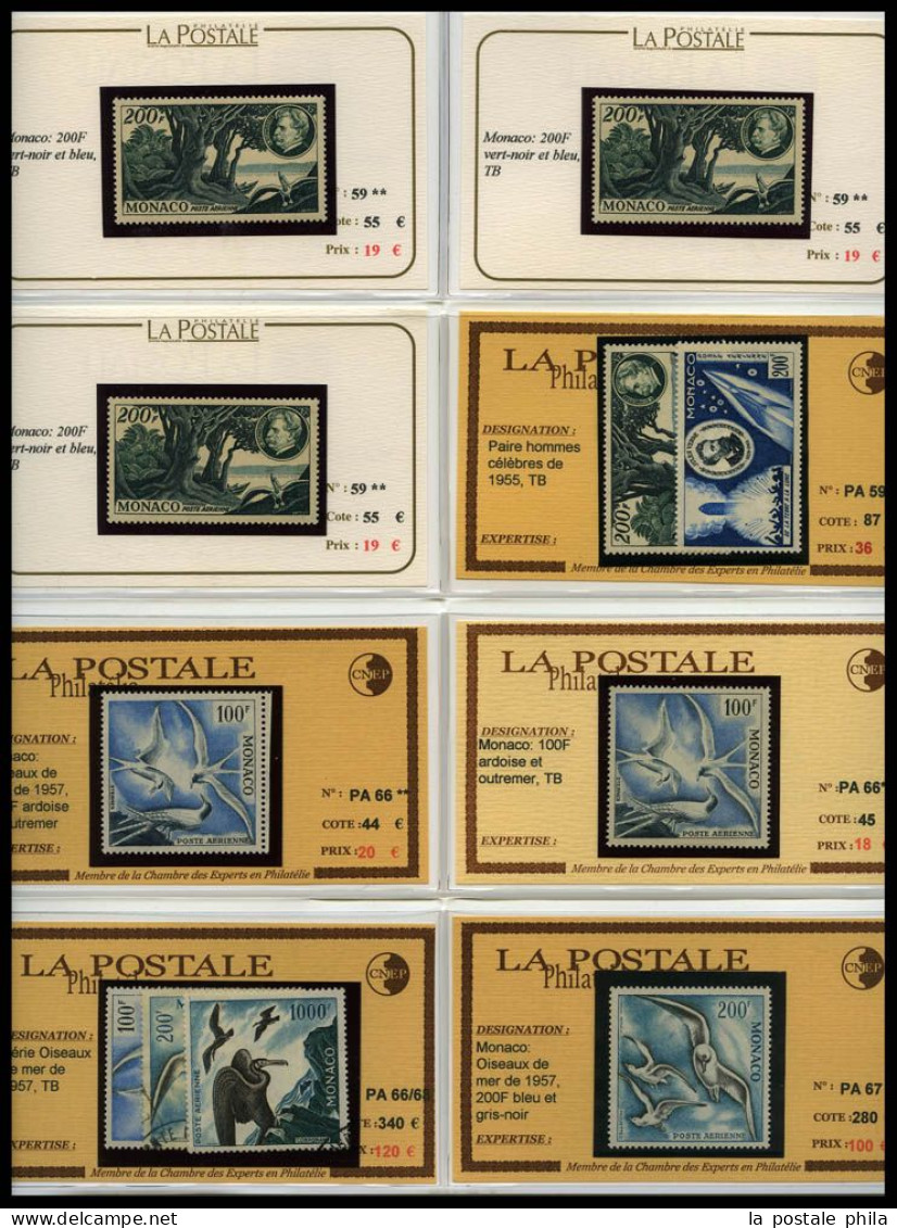 ** MONACO: 1885-1955, POSTE, PA, Taxe: très beau stock de timbres Semi-Modernes en majorité neuf ** presenté sur fiches