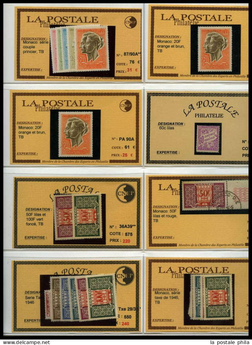 ** MONACO: 1885-1955, POSTE, PA, Taxe: très beau stock de timbres Semi-Modernes en majorité neuf ** presenté sur fiches