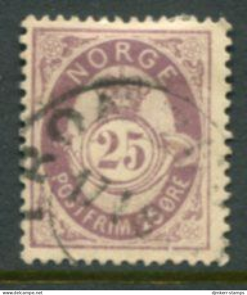 NORWAY 1884 Posthorn 25 Øre Used.  Michel 42 - Usati